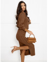 Komplet dzianinowy ze spódnicą XANTI - czekoladowy