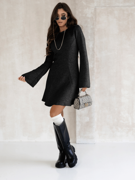 Dzianinowa sukienka mini MYRCELLA - czarna