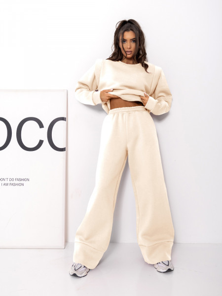 Komplet dresowy z szerokimi spodniami DANER - waniliowy 2