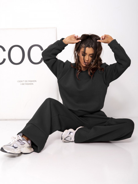 Komplet dresowy z szerokimi spodniami DANER - czarny 2