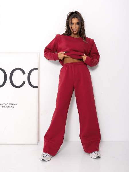 Komplet dresowy z szerokimi spodniami DANER - bordowy