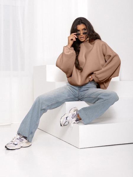 Bluza dresowa oversize z kapturem DRACO - cappuccino 2