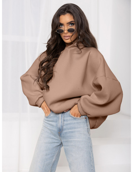 Bluza dresowa oversize z kapturem DRACO - cappuccino