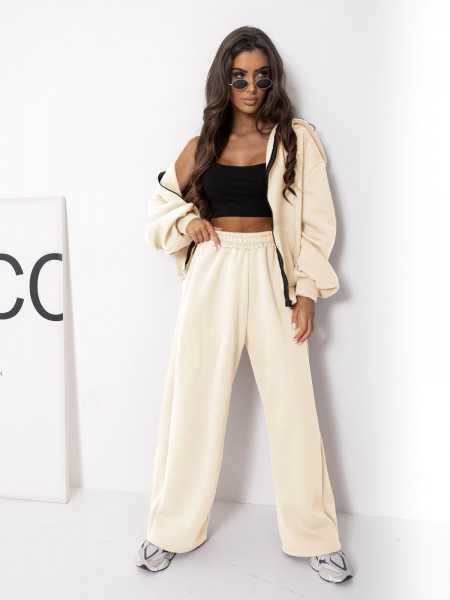Komplet dresowy bluza i szerokie spodnie MELIA - waniliowy 2