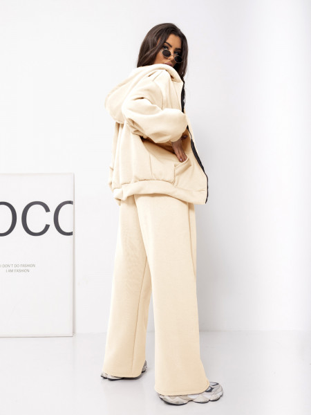 Komplet dresowy bluza i szerokie spodnie MELIA - waniliowy