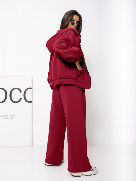 Komplet dresowy bluza i szerokie spodnie MELIA - bordowy 2