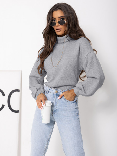 Dzianinowy sweter z golfem ZENARA - szary 2