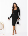Dopasowana sukienka midi z wiskozy SELVIA - czarna