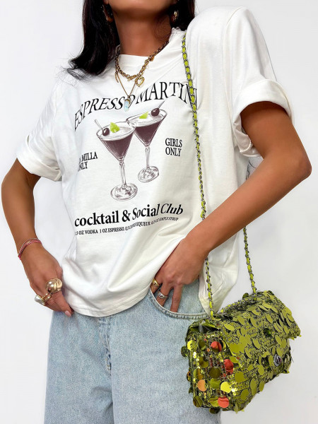 Bawełniana bluzka t-shirt ESPRESSO MARTINI - biała 2