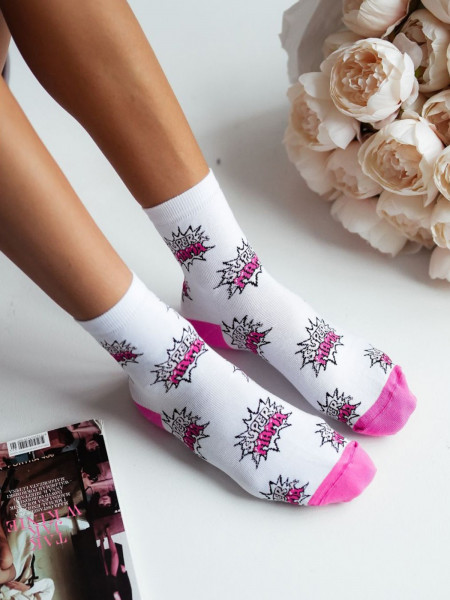 Skarpetki damskie SUPER MAMA - białe