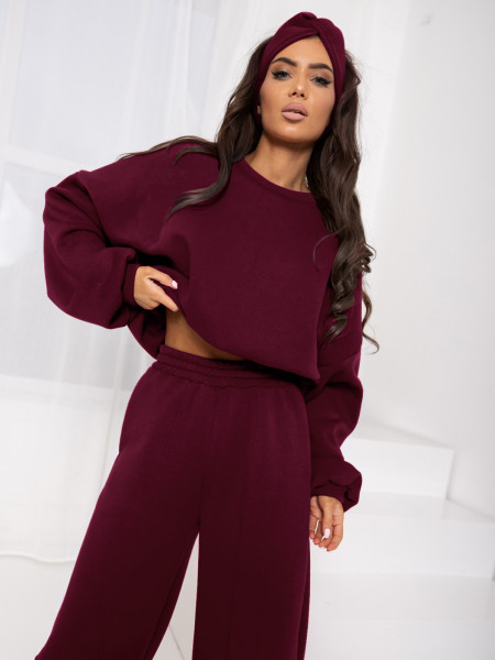 Dresowa opaska turban - bordowa 2