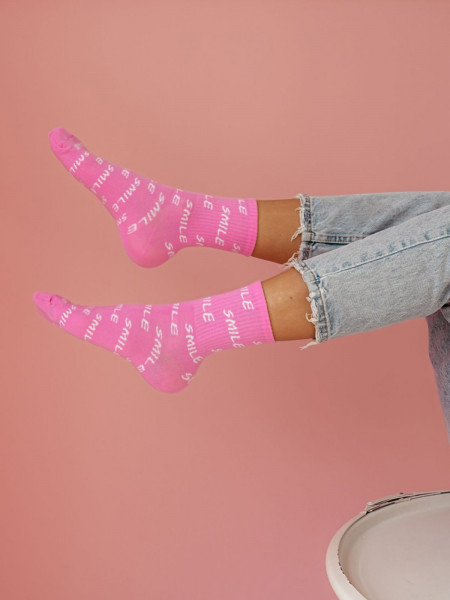 Skarpetki damskie SMILE - różowe