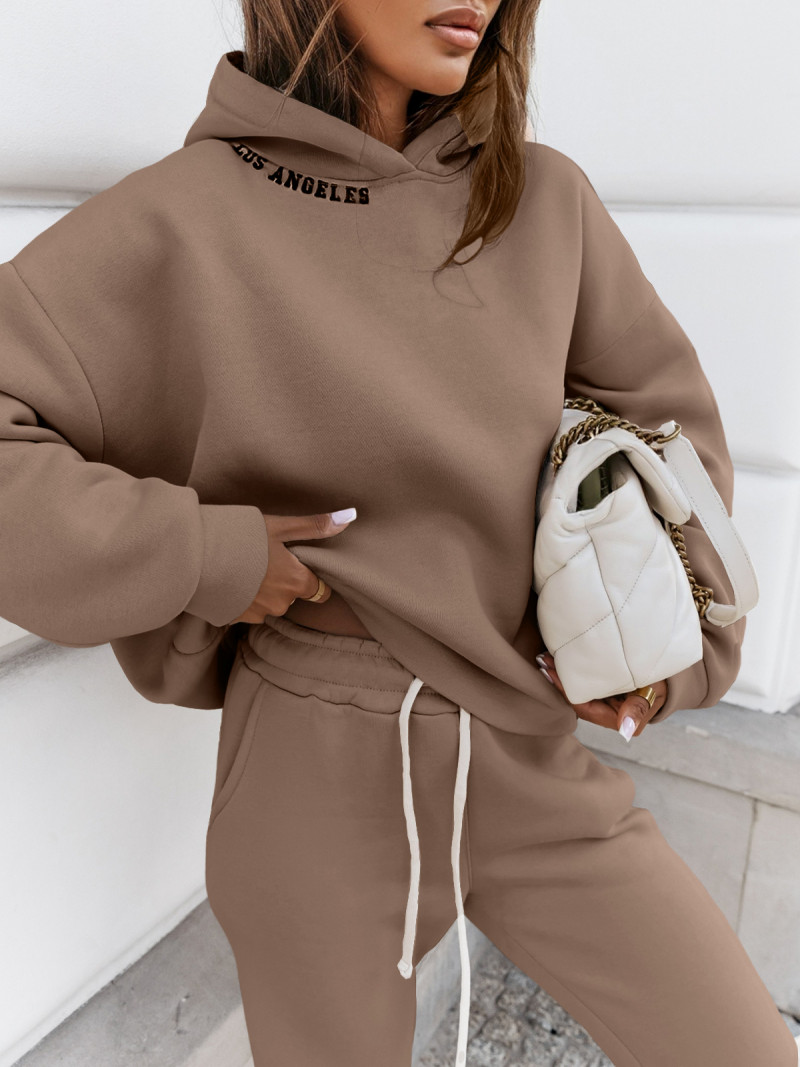 Dres spodnie + bluza ZOE - ciemny beż