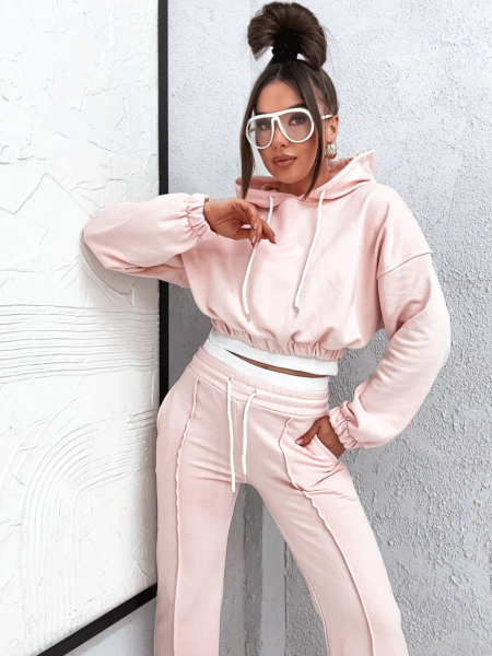 Stylowy komplet dresowy SAMUEL - pudrowy róż 2