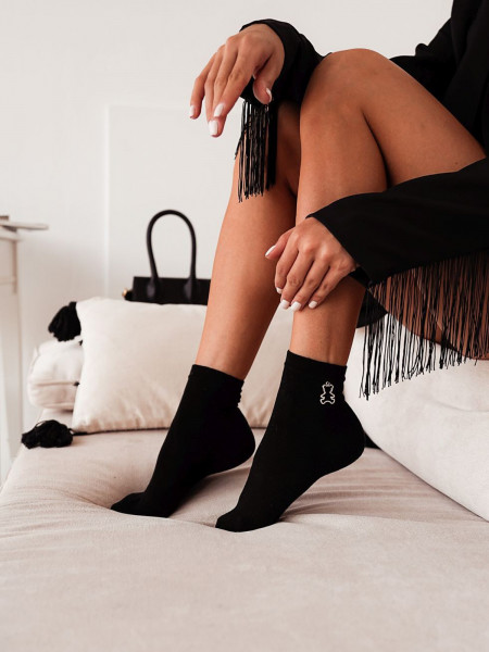Skarpetki damskie z przywieszką MIŚ - czarne