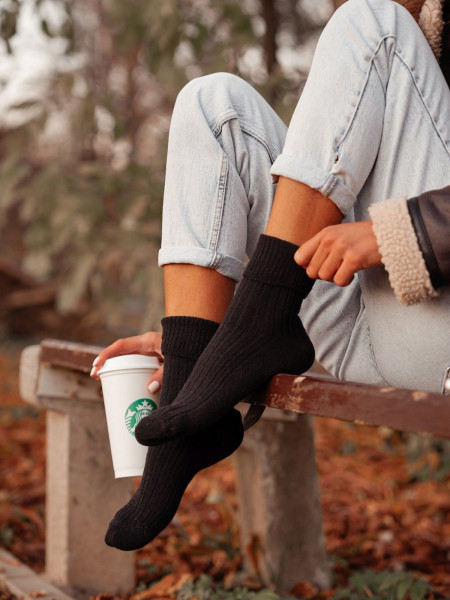 Skarpetki damskie wełna Merino - czarne