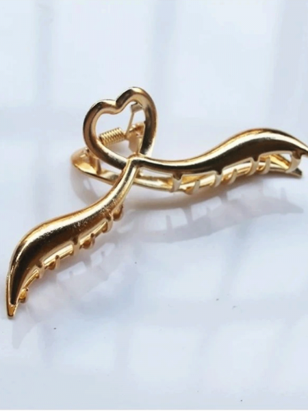 Spinka klamra do włosów serce - złota 2