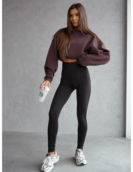 Elastyczne legginsy z rozpinaną nogawką ELVINA - czarne