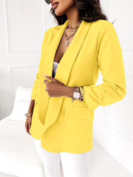 Klasyczna jednokolorowa marynarka IMAN - cytrynowa 2