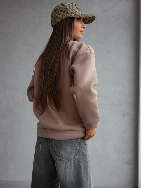 Bluza dresowa oversize z zamkiem ALORA - cappuccino mocca 2