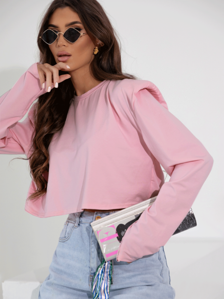 Pudełkowa bluzka top z poduszkami AMY - pudrowy róż 2