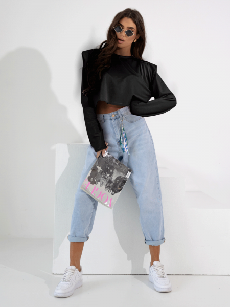 Pudełkowa bluzka top z poduszkami AMY - czarna 2