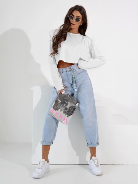 Pudełkowa bluzka top z poduszkami AMY - biała 2