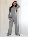 Komplet dzianinowy z szerokimi spodniami CELESTE - szary