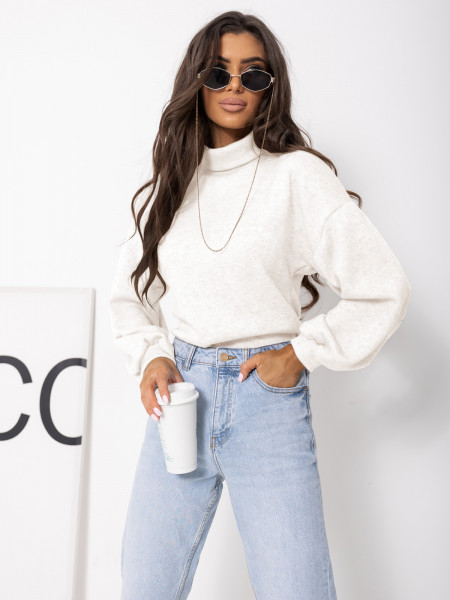 Dzianinowy sweter z golfem ZENARA - biały 2