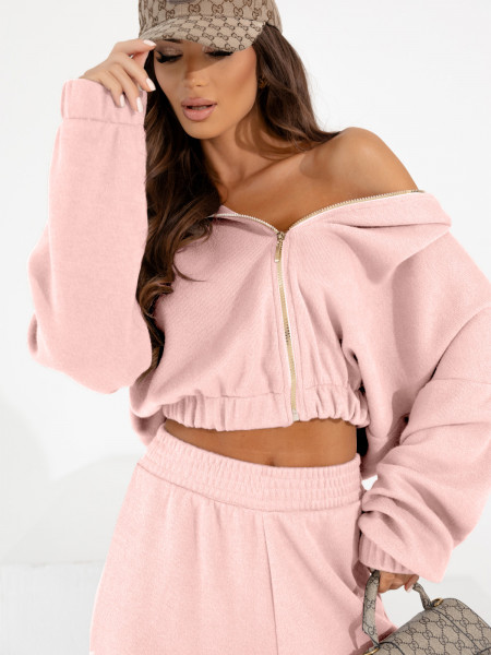 Komplet dzianinowy bluza i spodnie NOLANI - pudrowy róż 2