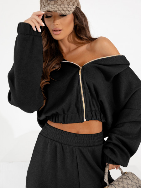 Komplet dzianinowy bluza i spodnie NOLANI - czarny 2