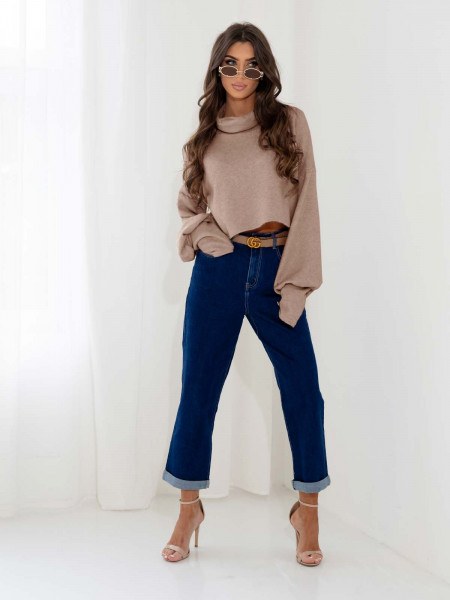 Dzianinowy sweter z golfem oversize NUALA - cappuccino mocca 2