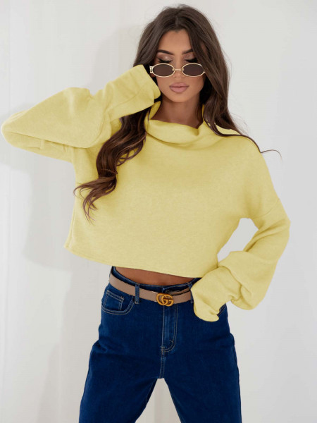 Dzianinowy sweter z golfem oversize NUALA - cytrynowy 2