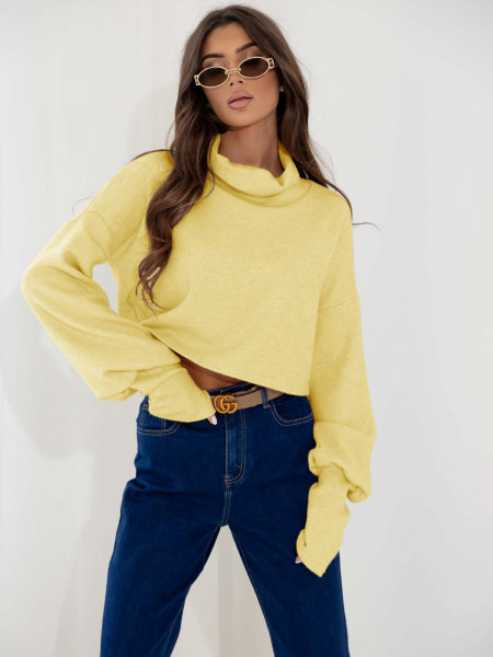 Dzianinowy sweter z golfem oversize NUALA - cytrynowy