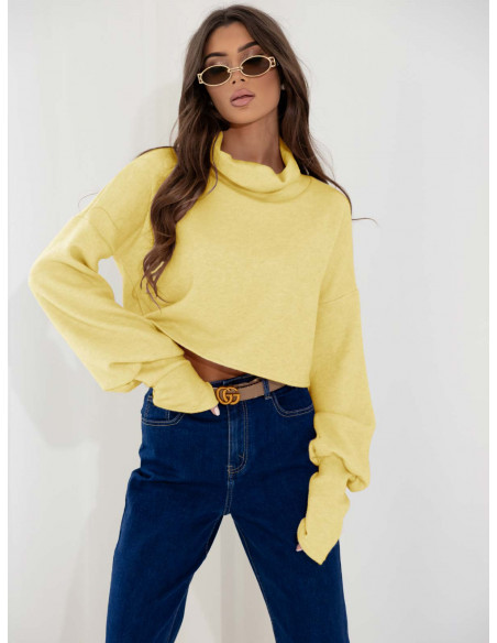 Dzianinowy sweter z golfem oversize NUALA - cytrynowy