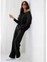 Komplet dzianinowy z szerokimi spodniami ELSINORE- czarny