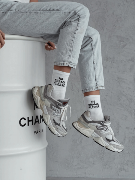 Skarpetki damskie NO DRAMA PLEASE - białe