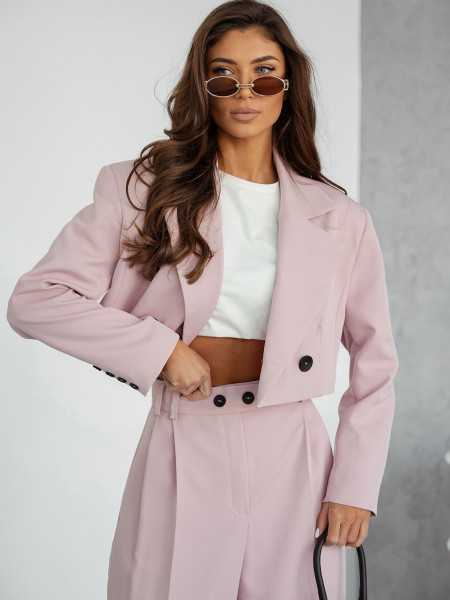 Krótka marynarka oversize CASEY - brudny róż