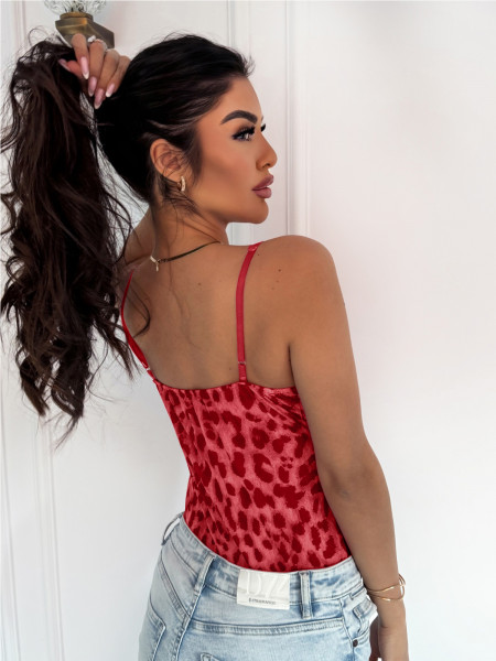 Siateczkowe body w panterkę USJA - czerwone 2
