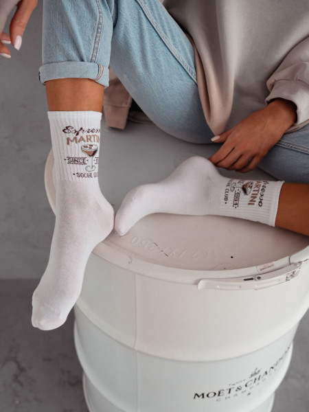 Skarpetki damskie ESPRESSO MARTINI - białe