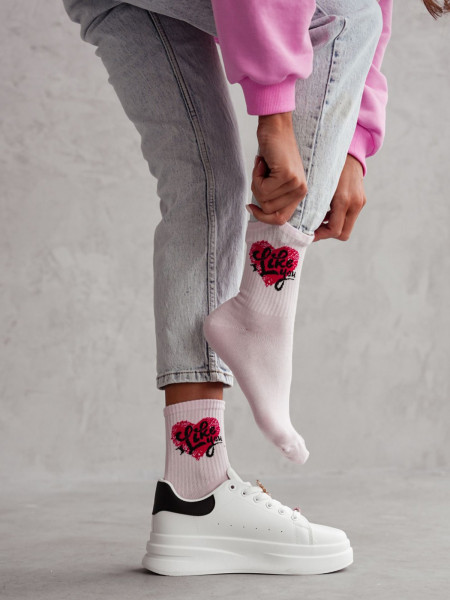 Skarpetki damskie I LIKE YOU - pudrowy róż