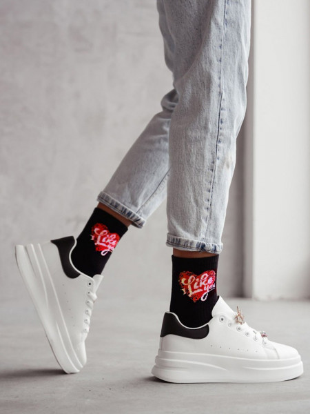 Skarpetki damskie I LIKE YOU czarne - wzór 1