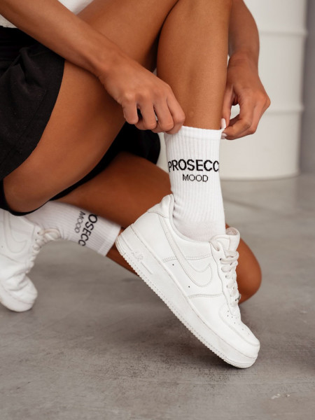Skarpetki damskie PROSECCO MOOD - biało - czarne