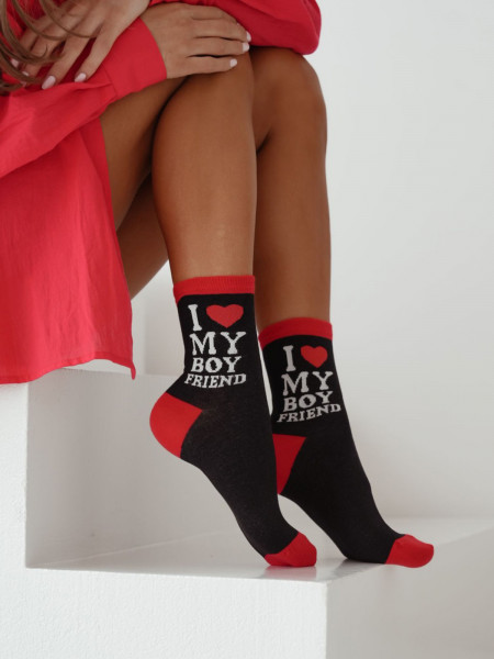 Skarpetki damskie I LOVE MY BOYFRIEND - czarne