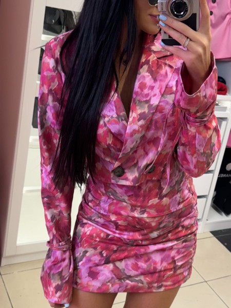 Krótka marynarka oversize z printem THEO - wzór 1