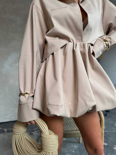 Spódnica mini bombka z szeroką gumą AKARI - cappuccino 2