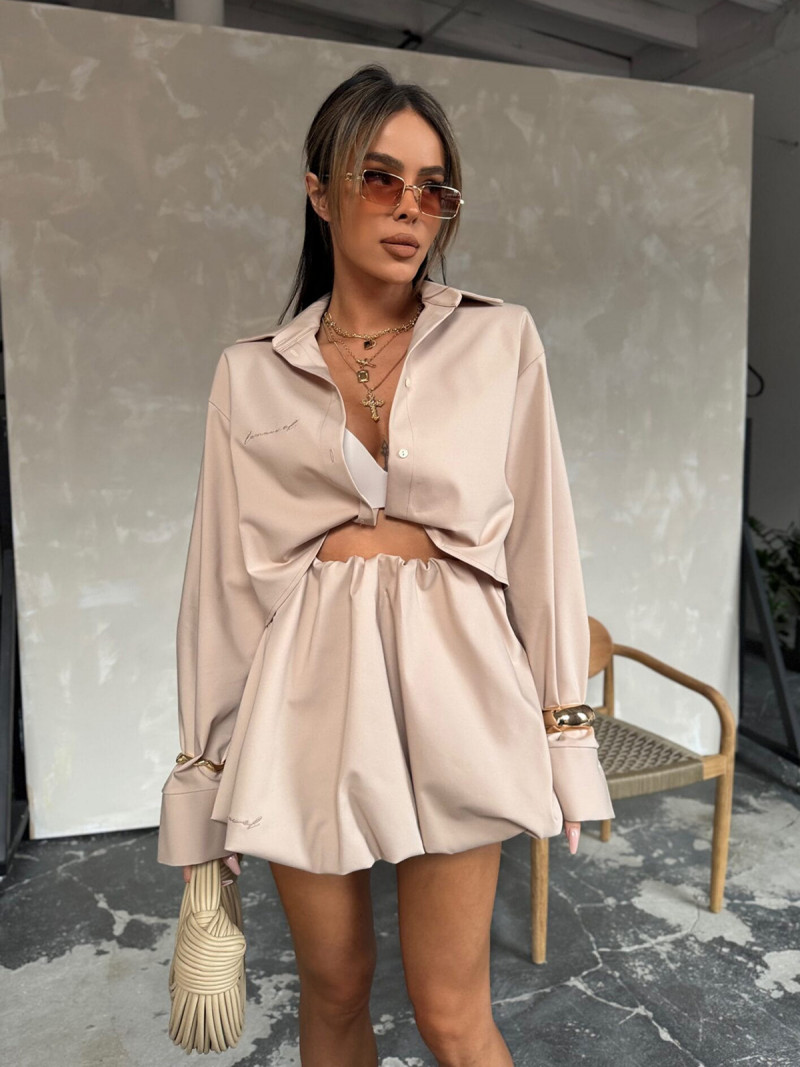 Krótka koszula oversize z bawełną...