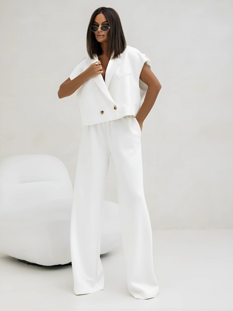 Stylowy komplet kamizelka i szerokie...