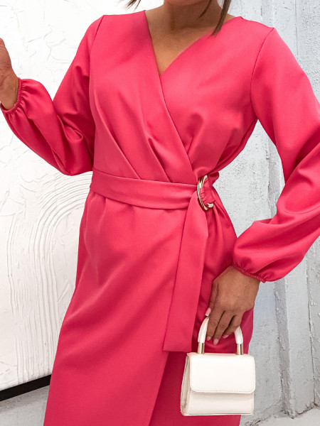 Sukienka z przekładanym dekoltem OKSANA - koralowa 2