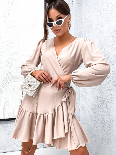 Przekładana sukienka z falbaną NALINA - cappuccino 2